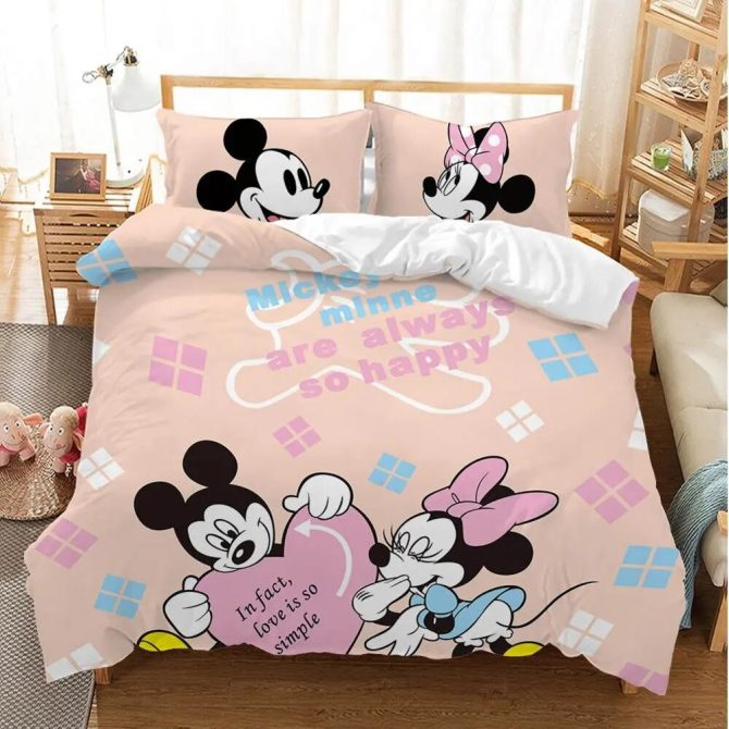 Cozy Disney Mickey & Minnie Bedding Set - Kids Cartoon Duvet Cover - Twin/Queen Size
