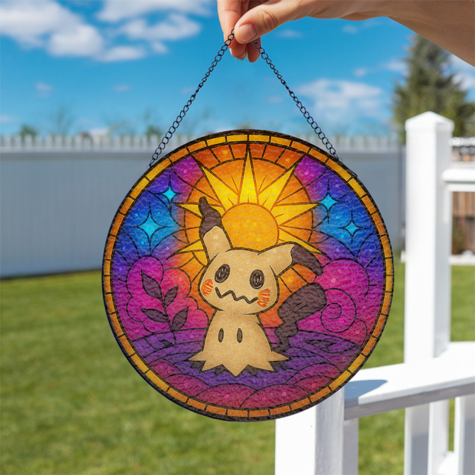 Colorful Stained Glass Sun Catcher With Cute Character Design - Perfect Home Decor Gift - Image 2