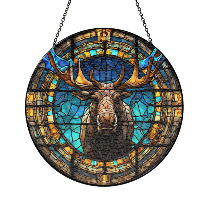 Handcrafted Stained Glass Moose Sun Catcher - Rustic Home Decor Art Piece - Image 5