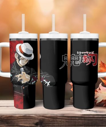 Anime-Inspired Tumbler With Lid & Straw – Stylish Black Mug For Fans