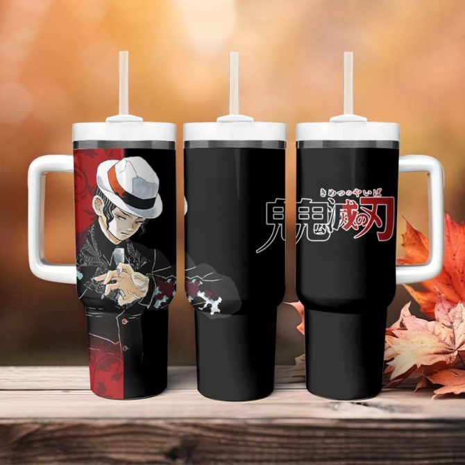 Anime-Inspired Tumbler With Lid & Straw – Stylish Black Mug For Fans