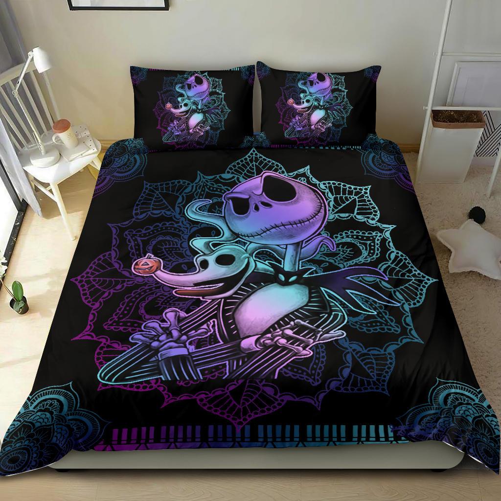 Glow-In-The-Dark Skeleton Bedding Set - Cozy & Spooky Design - 3-Piece Queen/King Duvet Cover - Image 2