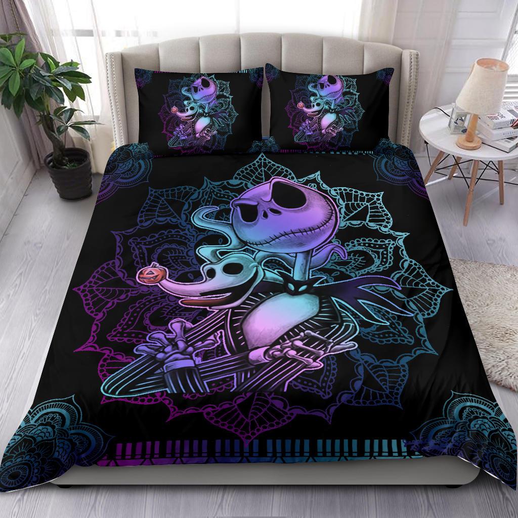 Glow-In-The-Dark Skeleton Bedding Set - Cozy & Spooky Design - 3-Piece Queen/King Duvet Cover