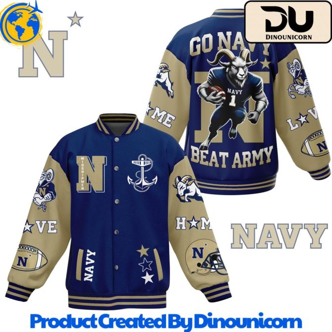 Navy Varsity Jacket - Beat Army Design , Premium Quality Sportswear