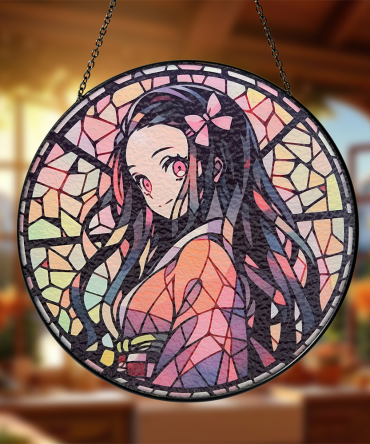 Anime Stained Glass Hanging – Vibrant Decorative Piece For Fans & Collectors