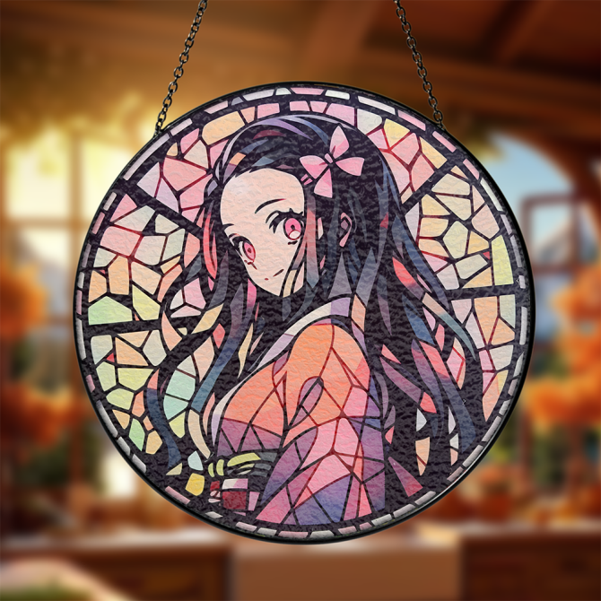 Anime Stained Glass Hanging – Vibrant Decorative Piece For Fans & Collectors