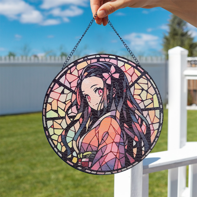 Anime Stained Glass Hanging – Vibrant Decorative Piece For Fans & Collectors - Image 2