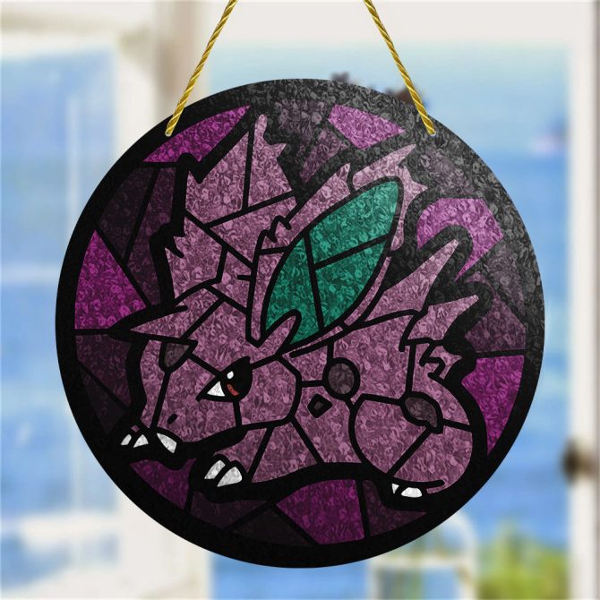 Stained Glass Style Purple Creature Suncatcher - Unique Decorative Hanging Art For Windows