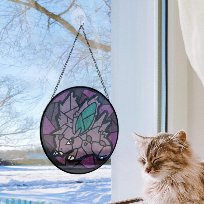 Stained Glass Style Purple Creature Suncatcher - Unique Decorative Hanging Art For Windows - Image 2