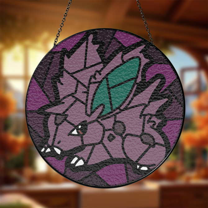 Stained Glass Style Purple Creature Suncatcher - Unique Decorative Hanging Art For Windows - Image 3