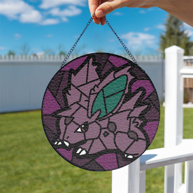 Stained Glass Style Purple Creature Suncatcher - Unique Decorative Hanging Art For Windows - Image 4