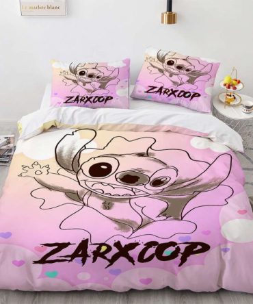 Cozy Cartoon Character Bedding Set - Soft Pink Comforter & Pillowcases For Kids