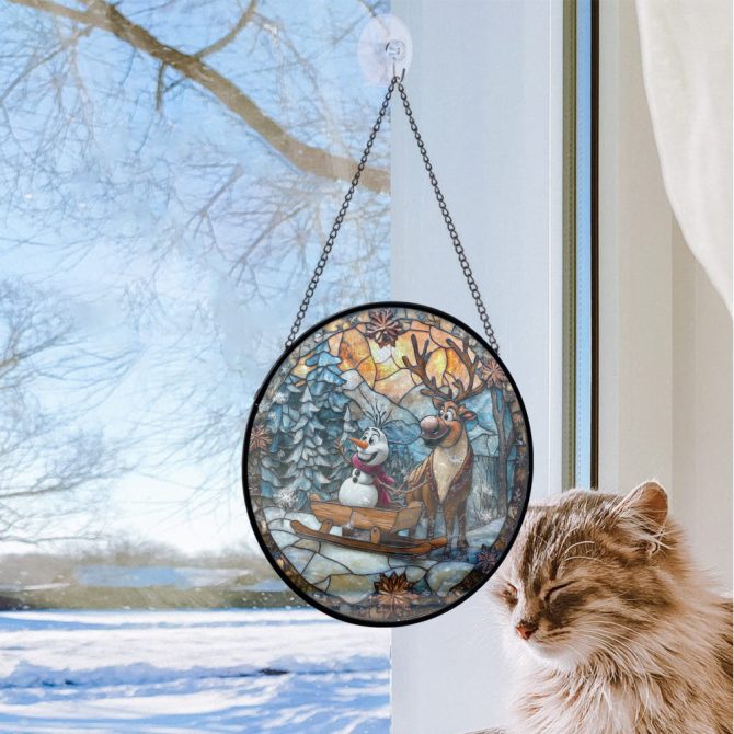 Charming Winter Wonderland Stained Glass Suncatcher - Brighten Your Home With Holiday Magic - Image 2