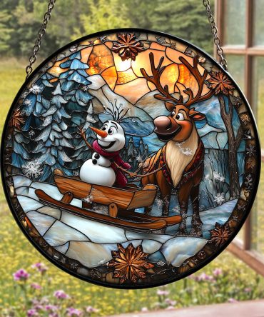 Charming Winter Wonderland Stained Glass Suncatcher - Brighten Your Home With Holiday Magic