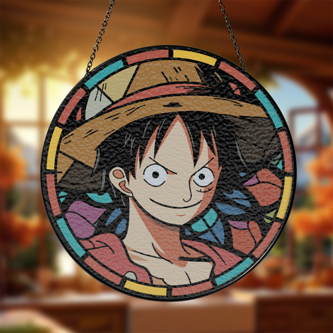Vibrant Anime Stained Glass Sun Catcher - Perfect Home Decor For Fans