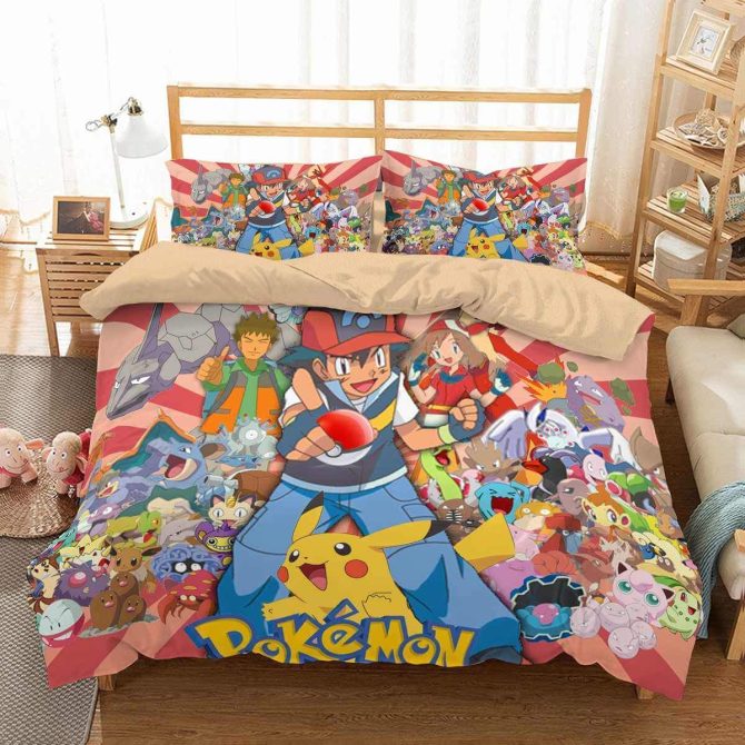 Cozy Pokémon Bedding Set - Vibrant Anime Character Design For Kids & Fans
