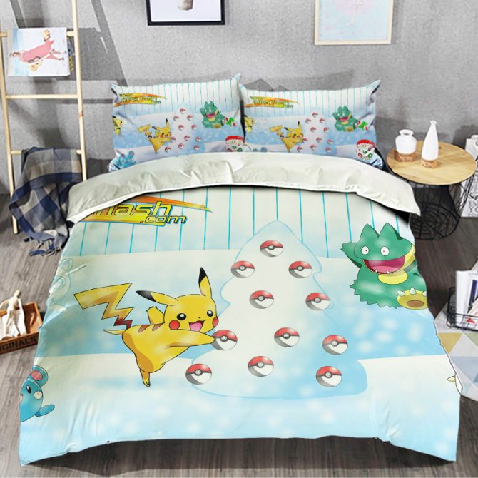 Cozy Pokémon Bedding Set - Pikachu Design With Pokéball Print - Perfect For Kids' Rooms!