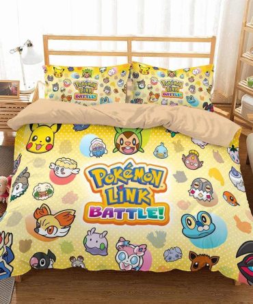Cozy Pokémon Bedding Set - Vibrant Cartoon Characters For Kids - Twin/Full Size