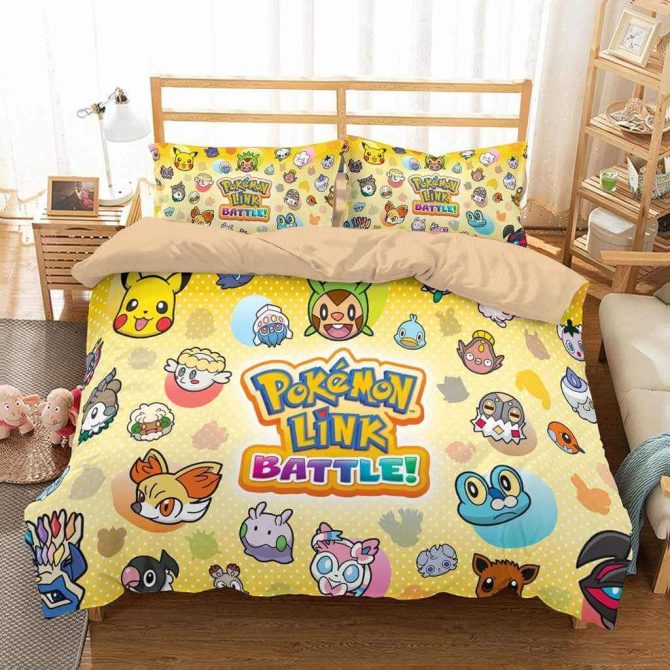 Cozy Pokémon Bedding Set - Vibrant Cartoon Characters For Kids - Twin/Full Size