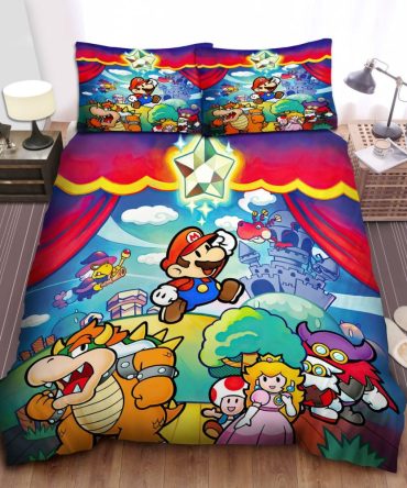 Colorful Super Mario Bedding Set – Twin/Queen Sizes, Cozy Kids' Bedroom Decor