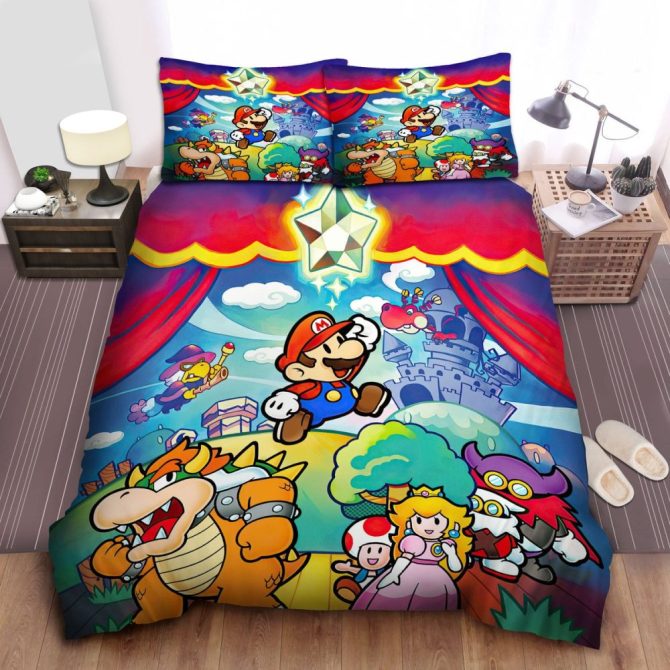 Colorful Super Mario Bedding Set – Twin/Queen Sizes, Cozy Kids' Bedroom Decor