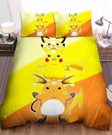 Vibrant Pikachu & Raichu Bedding Set - Cozy Twin/Full/Queen Duvet Cover For Kids & Fans