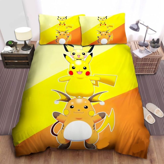 Vibrant Pikachu & Raichu Bedding Set - Cozy Twin/Full/Queen Duvet Cover For Kids & Fans