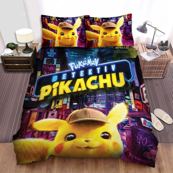 Pokémon Detective Pikachu Bedding Set – Cozy Twin/Full/Queen Duvet Cover For Kids & Fans