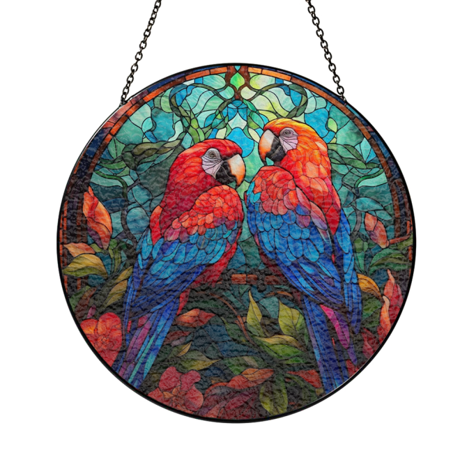 Vibrant Tropical Parrot Stained Glass Window Hanging - Handcrafted Art Decor - Image 5