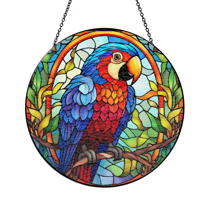 Vibrant Parrot Stained Glass Suncatcher - Handcrafted Window Decor , Unique Gift Idea - Image 3