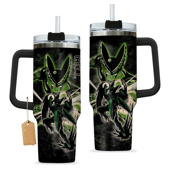 Anime Cell Travel Mug With Handle & Straw - 40Oz Insulated Tumbler For Coffee & Tea