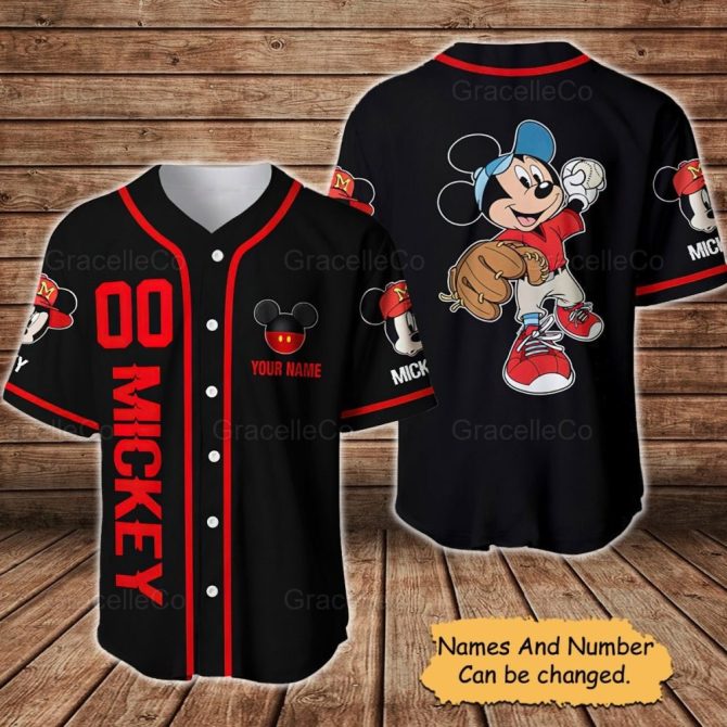 Customizable Mickey Baseball Jersey – Personalized Name & Number, Fun Disney Design
