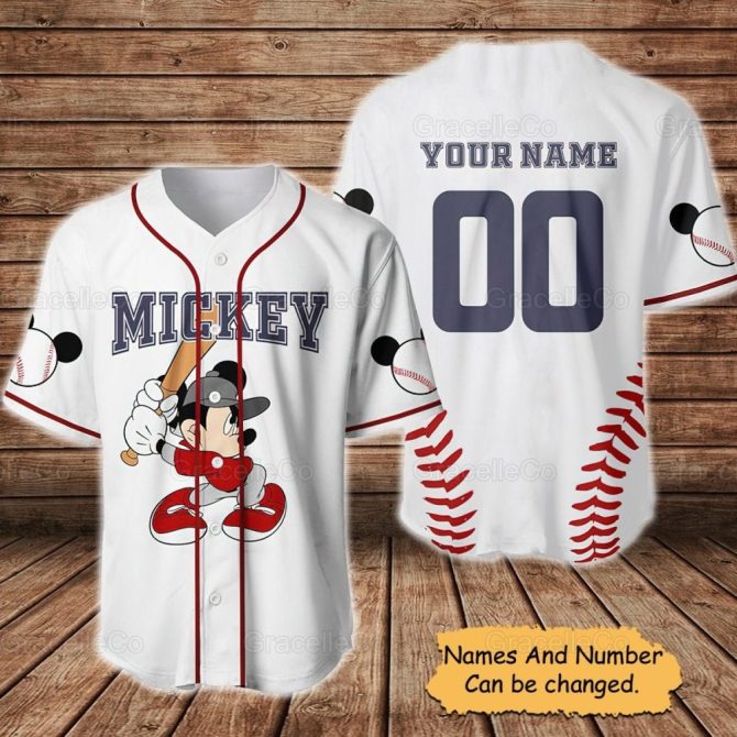 Customizable Mickey Baseball Jersey - Personalize With Your Name & Number - Perfect Gift For Fans!