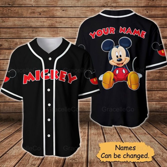 Customizable Mickey Baseball Jersey – Personalized Name, Classic Cartoon Design