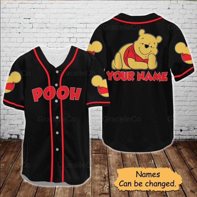 Customizable Pooh Baseball Jersey – Personalize With Your Name – Unique Gift Idea!