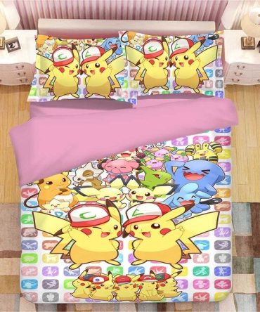 Bright Pikachu & Friends Bedding Set - Cozy Kids Cartoon Comforter & Pillowcases