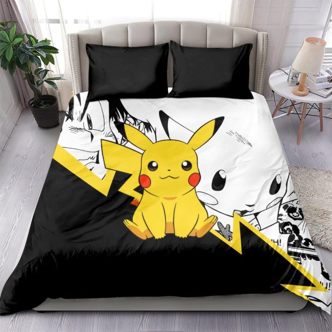 Cozy Pikachu Anime Bed Set - Soft Twin/Queen Size Bedding For Kids & Fans