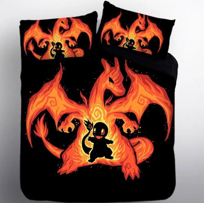 Fiery Dragon & Cute Creature Bedding Set – Cozy, Vibrant, Twin/Queen/King Sizes Available