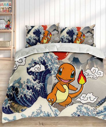 Cozy Charmander Bedding Set - Vibrant Anime Design For Kids & Fans
