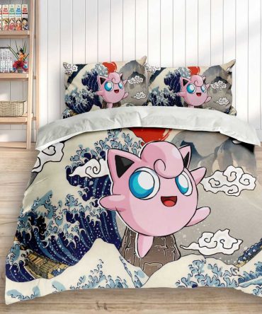 Cozy Cartoon Character Bedding Set - Vibrant Waves Design For Kids & Fans