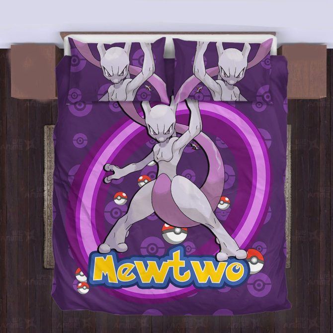 Cozy Mewtwo Bedding Set - Soft, Vibrant, Perfect For Pokémon Fans!