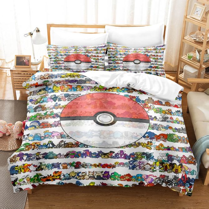 Vibrant Cartoon-Themed Bedding Set – Cozy Comforter & Pillowcases For Fans