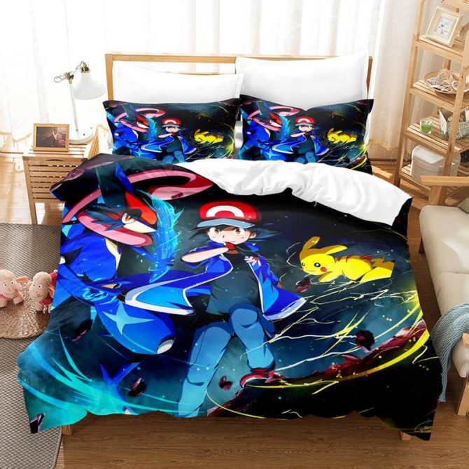 Vibrant Pokémon Bedding Set - Cozy Twin/Full Size For Ultimate Comfort & Style