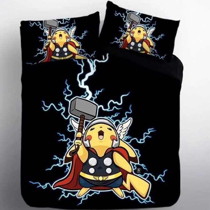 Epic Pikachu Thor Bedding Set - Soft, Fun & Vibrant Design For Kids & Fans