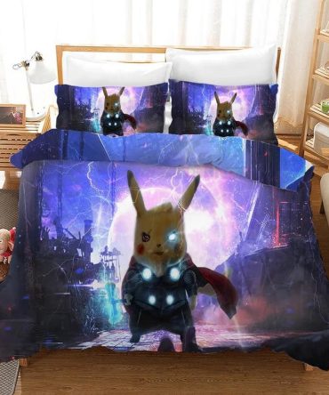 Epic Pikachu Thor Bedding Set - Cozy & Fun For Kids , Twin/Full Queen Sizes Available