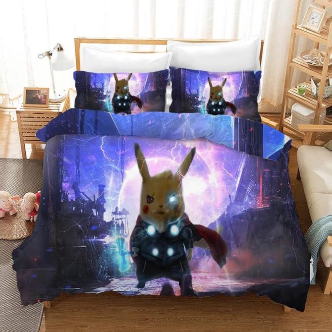 Epic Pikachu Thor Bedding Set - Cozy & Fun For Kids , Twin/Full Queen Sizes Available