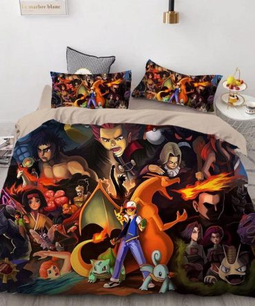 Vibrant Anime Character Bedding Set – Cozy Duvet Cover & Pillowcases For Fans