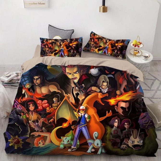 Vibrant Anime Character Bedding Set – Cozy Duvet Cover & Pillowcases For Fans