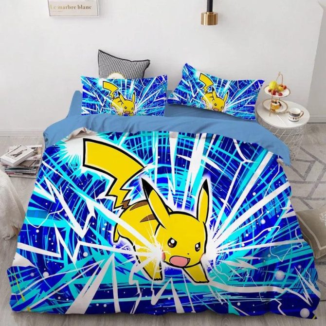 Vibrant Pikachu Bedding Set - Twin/Queen Sizes Available - Perfect For Pokémon Fans!