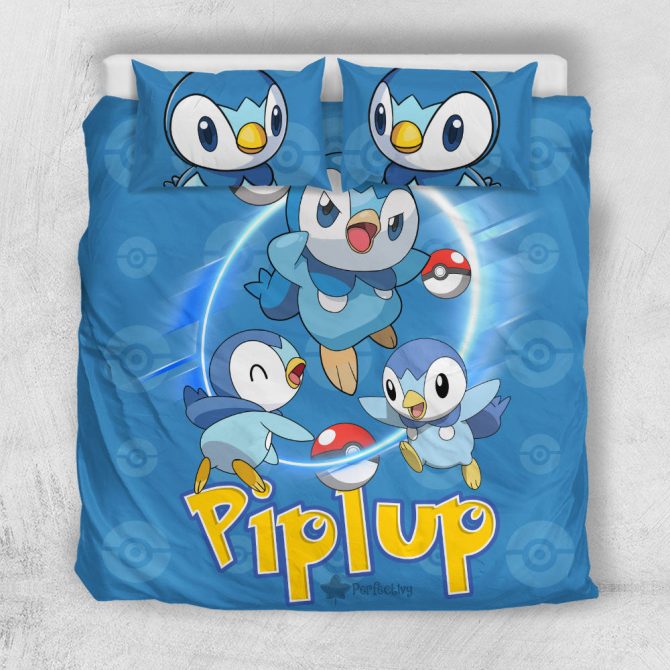 Piplup Pokémon Bedding Set - Cozy Blue Comforter & Pillowcases For Kids